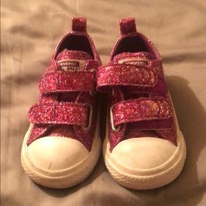pink glitter velcro converse
